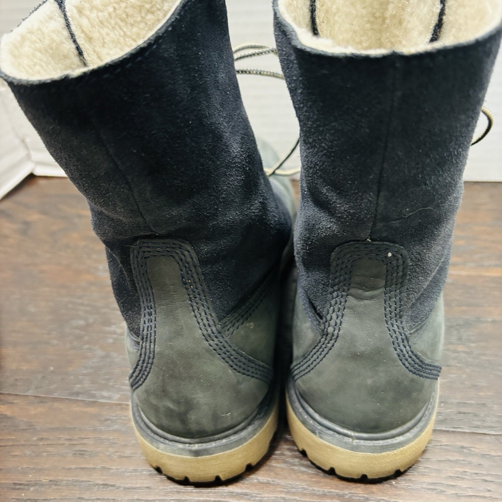 Timberland Women's Premium Lace  Up Waterproof‎  Nubuck Boots Size 8 Lined Navy - Picture 3 of 10